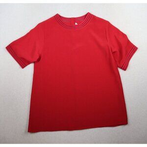 SHIP'N SHORE - WOMEN'S RED SHORT SLEEVE SILKY TEXTURED BLOUSE - SIZE 8
